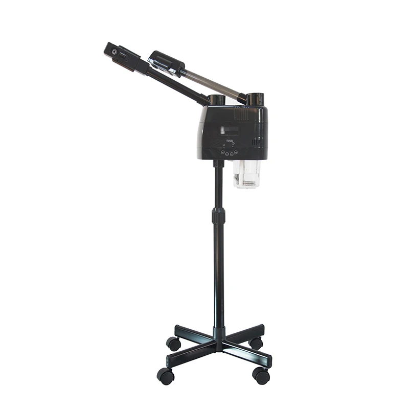 Vaporizador de salón, vaporizador de ozono para la cara, soporte para máquina, vaporizador Facial negro fresco y caliente