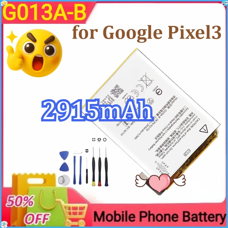 

G013A-B Replacement Battery for Google Pixel3 Genuine Latest Production Mobile Phone Batteries 2915mAh+Tools