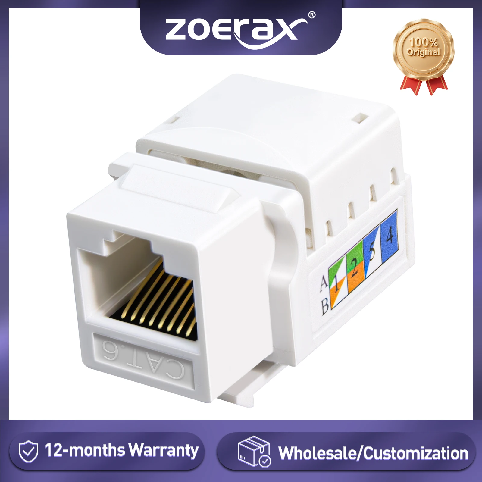 ZoeRax 1 Uds Cat5e Cat6 Keystone Jack, acoplador de red RJ45 Keystone Jack, conector de pared Ethernet (no compatible con Panel de conexión)