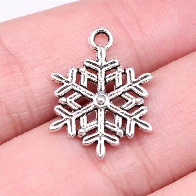 210 Stück antiksilberfarbene Schneeflocken-Anhänger, 22 x 17 mm, DIY-Halsketten, Armbänder, Ohrringe, Schmuckherstellung # 2687 – Detail 2