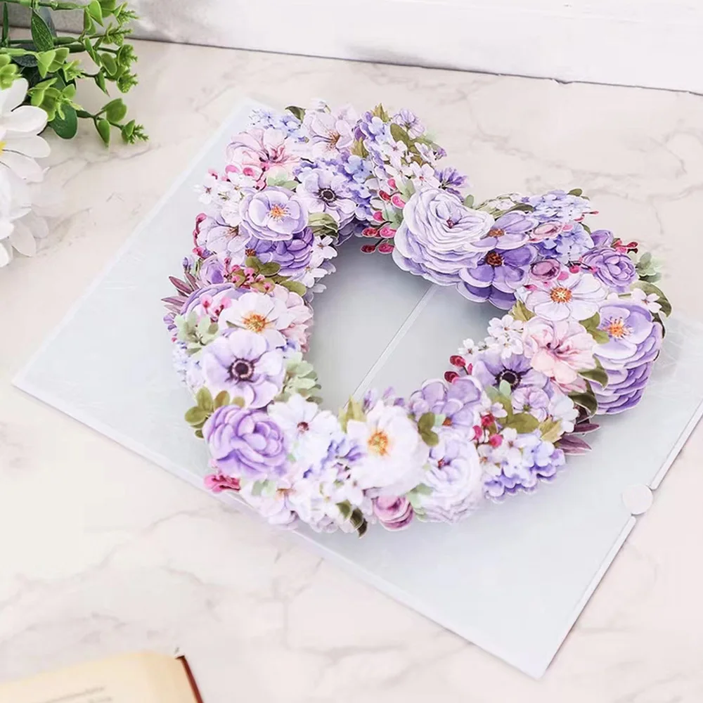 3D Pop-Up Herzförmige Blumen-Grußkarten Muttertag Hochzeitskarte Jubiläum Valentinstag Geburtstagsgeschenkkarte Handgemacht – Detail 5