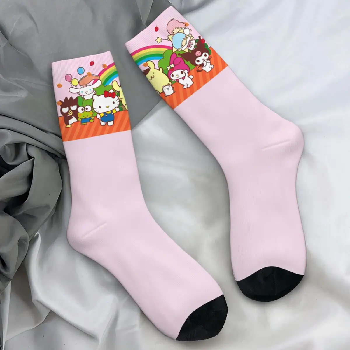 Hello Kitty And Friends Socks Casual Stockings Winter Non Skid Men's Socks Warm Soft Happy Halloween Graphic Outdoor Socks