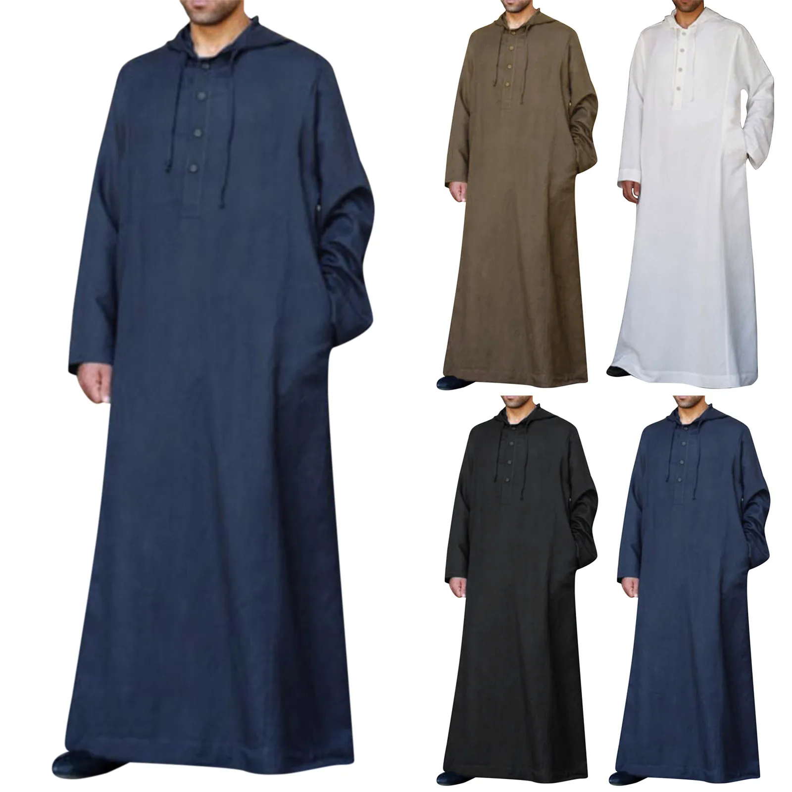 

Plus Size Arabic Long Shirt Abaya Islamic Men Clothing Fashion Muslim Sets Saudi Caftan Abayat Thobe For Man Pakistan Robe