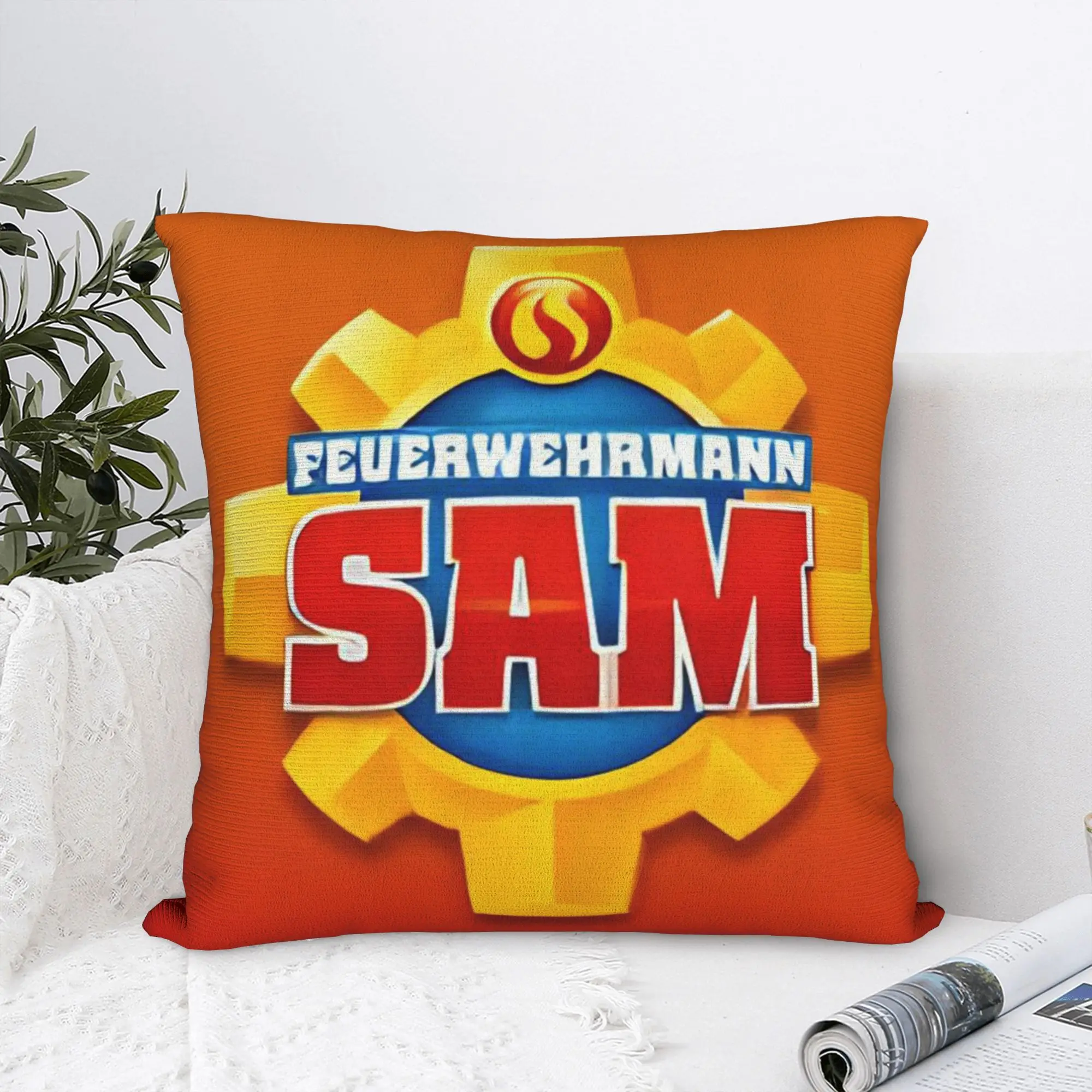 Fireman Sam Square Pillow Covers Polyester Sofa Kids Movies Hero Cushion Cover Cute Decorative Throw Pillow Case 45*45