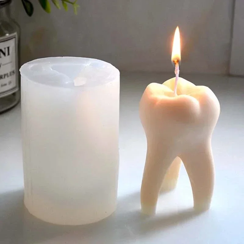 

3D Tooth Candle Silicone Mold Tooth Shape Cake Chocolate Silicone Mold Home Decor Ornaments Resin Silicone Mold Making Handmade