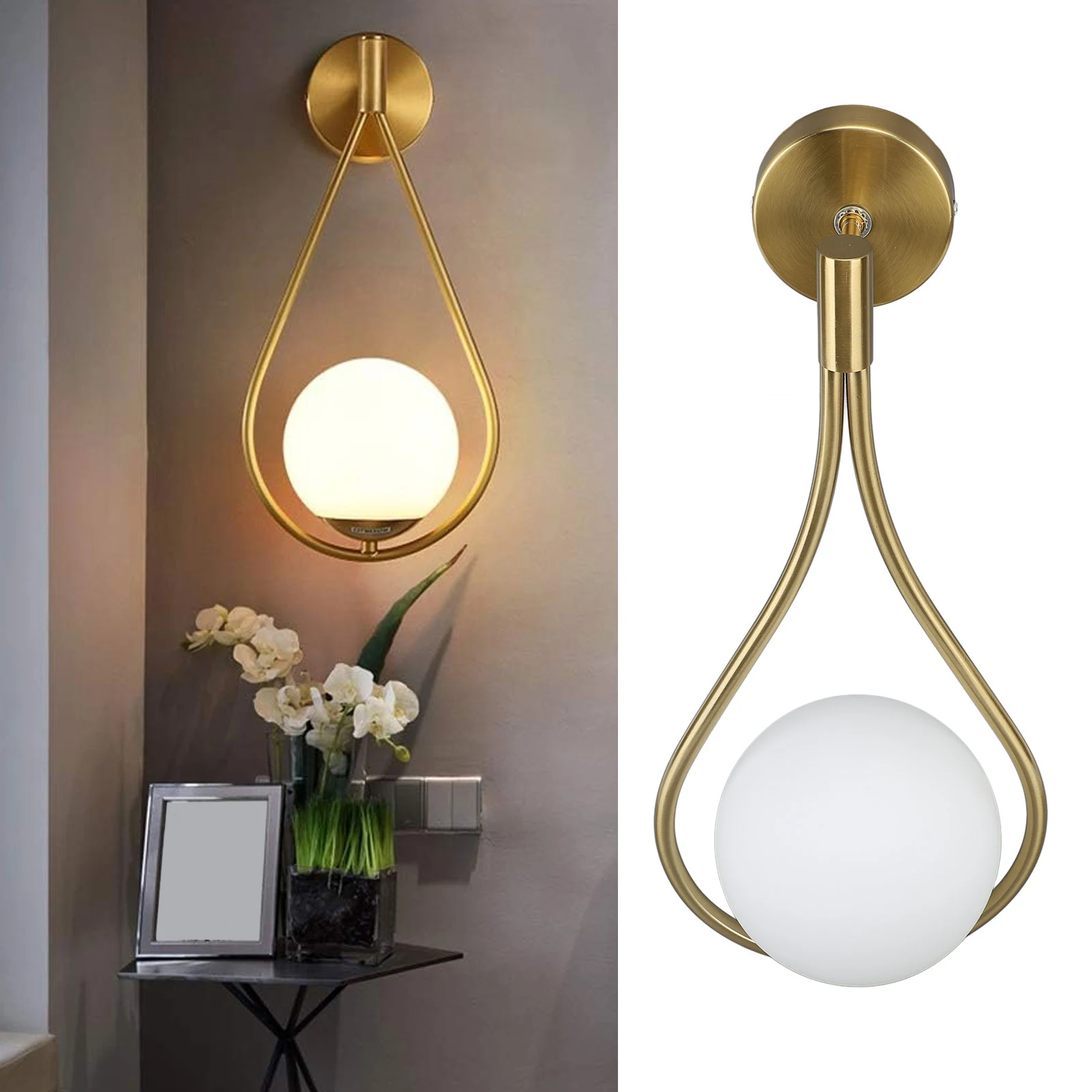 

ZK30 Water Drop Wall Light LED Globe Wall Sconce Golden Indoor Decor Lamp for Living Room Bedroom Aisle Stairs