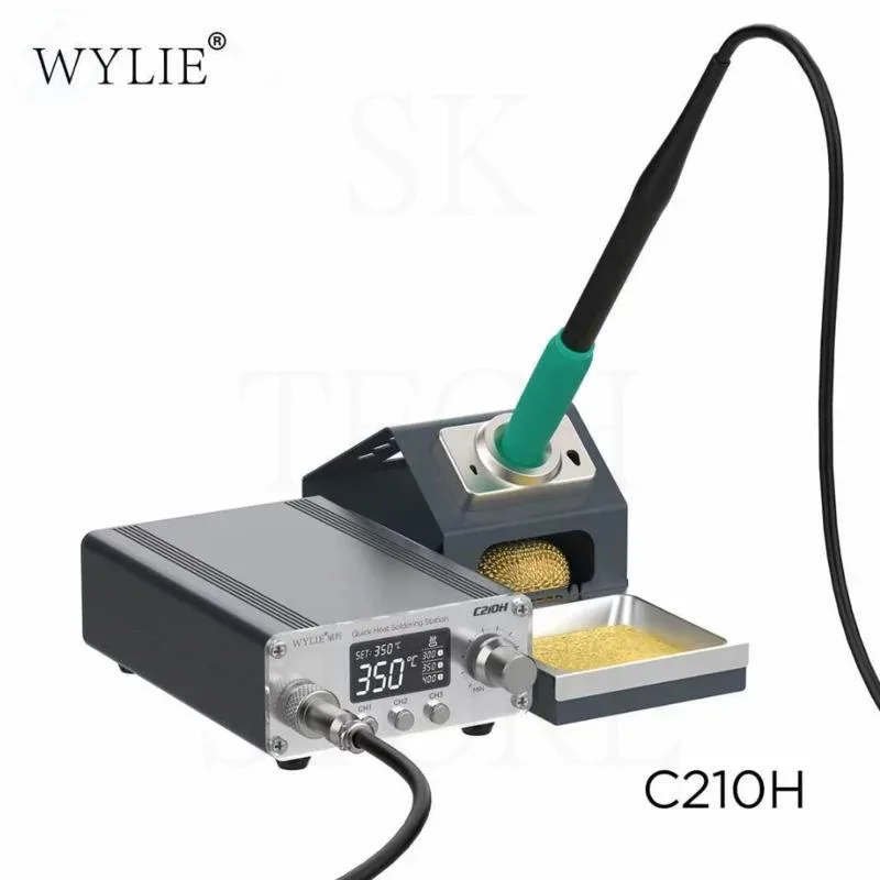 Wylie-Estación de soldadura con pistola de aire caliente C210H, 75w, serie 210, puntas de soldador, botón pulsador, control de temperatura