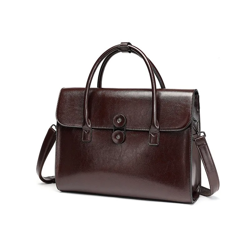 Cowhide Genuine Leather Handbags Women Vintage Shoulder Bag Luxury High Quality 2026 New Large Capacity Computer Briefcase