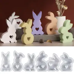Cute Rabbit Candle Silicone Mold Gypsum Car Mounted Incense Expanding Gypsum Decoration Mold Easter Aromatherapy Candle Mold