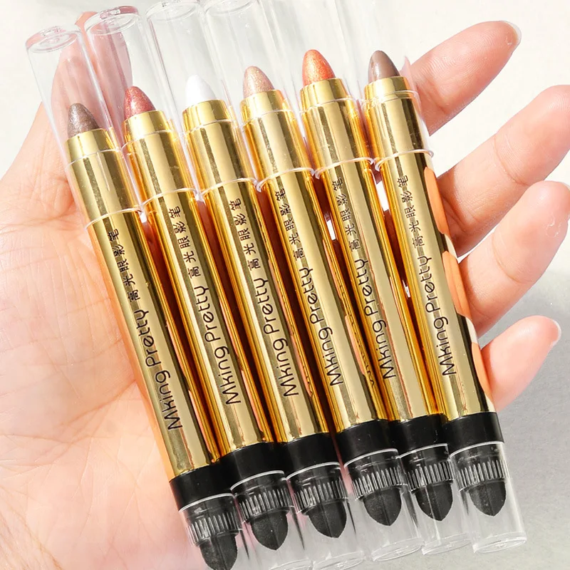 1 Stück Dualended Highlighter Lidschattenstift Perlglanz Zarte Schimmernde Aufhellung Langlebige Nicht verschmierende Lidschattenstift