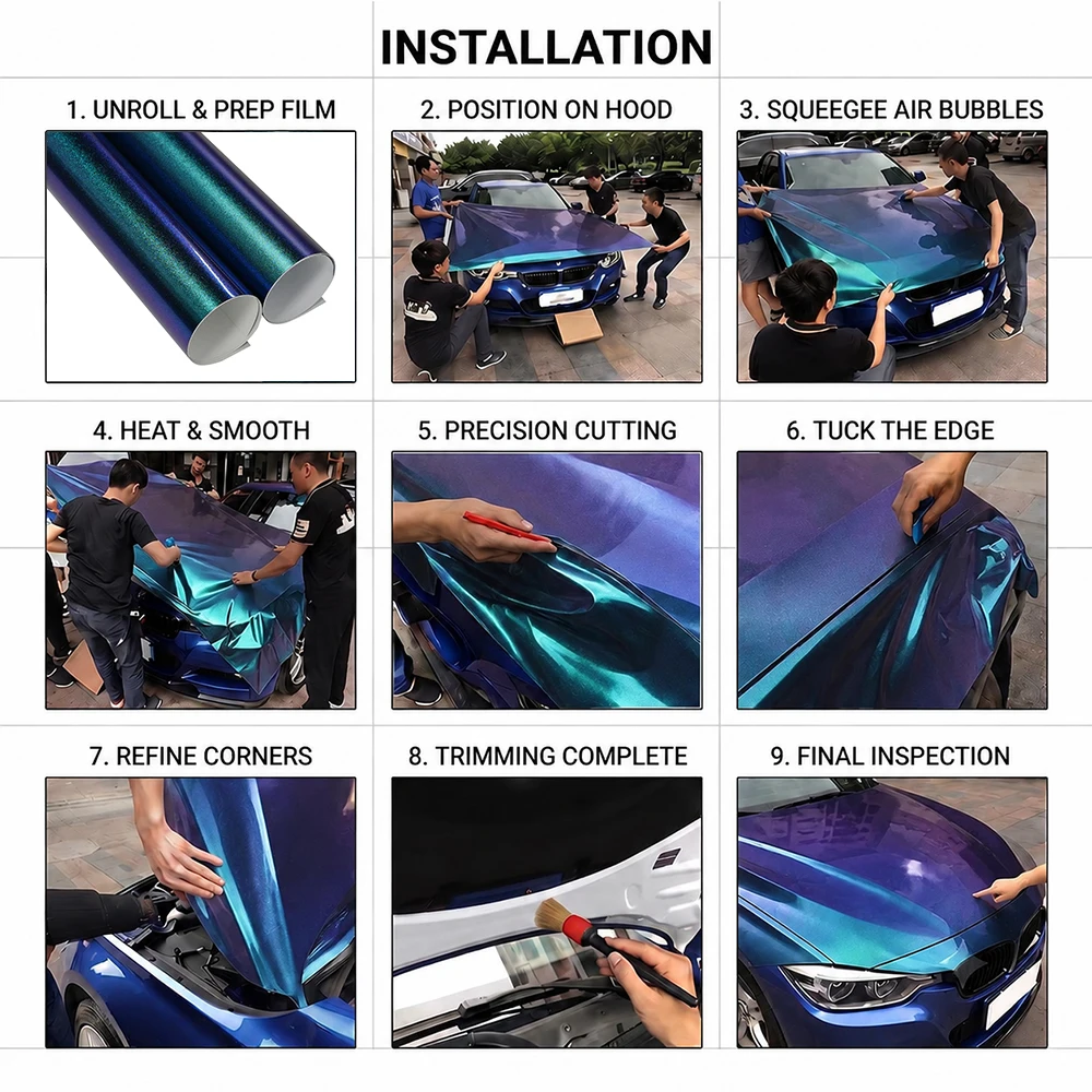 Diamond Purple Blue Car Vinyl Wrap Film Glossy Matte Self Adhesive Decal Air Release Sticker Tuning Modification Accessories view 5