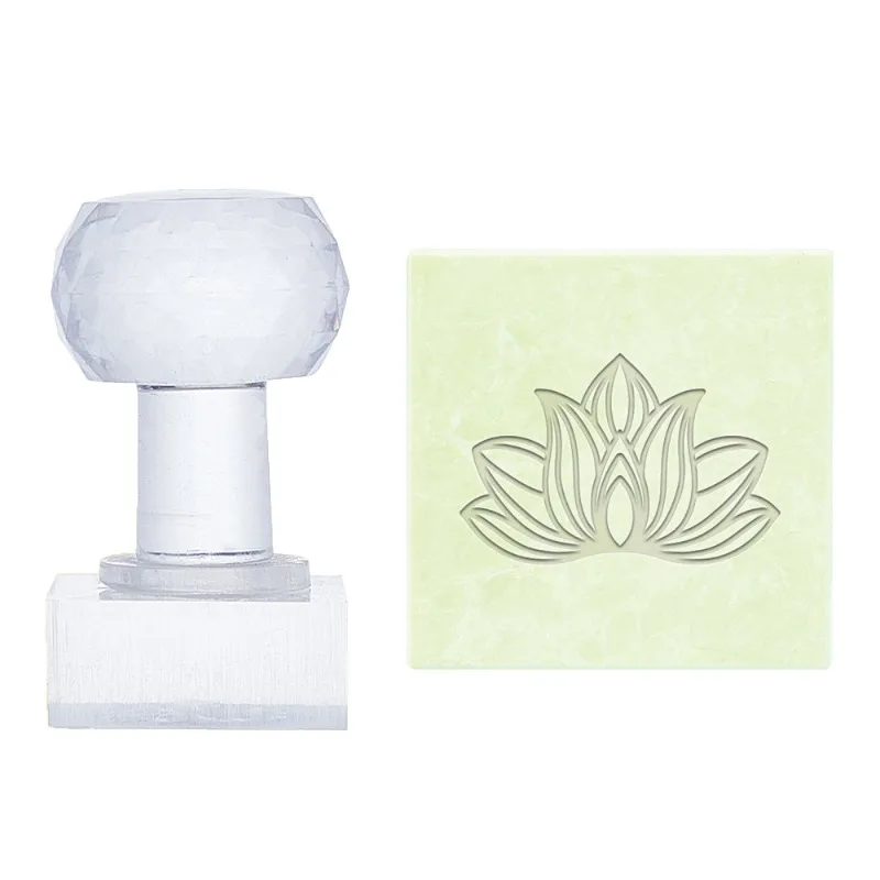 

1PC Lotus Soap Stamp Flower Soap Embossing Stamp Acrylic Stamp with Handle Round Soap Chapter Imprint for Handmade