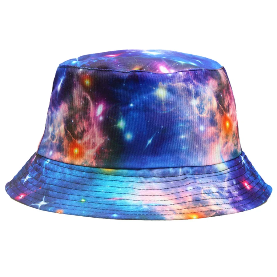 Dreamy Cosmic Starry Sky Tie-dye Adult Fisherman's Caps Outdoor Sunburn Protection Polyester Fiber Portable Bucket Hats Hot F248