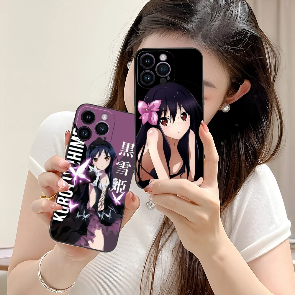 Accel World Kuroyukihime Mobile Cell Phone Case for iPhone 16 15 14 13 12 11 X XR XS 8 7 Pro Max Plus Mini Black Cover Shell