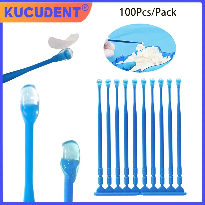 

100Pcs/Pack Dental Applicator Brushes Disposable Micro Adhesive Tips for Porcelain Veneer Crown Bonding for Dentistry Work