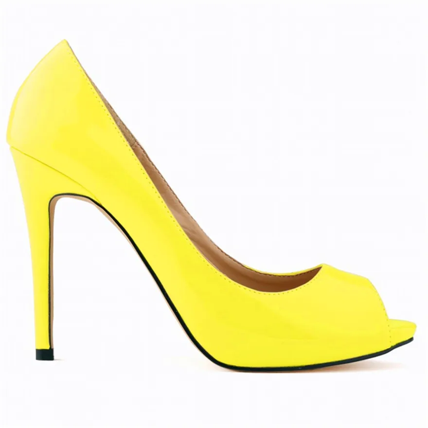 14 Colors Peep Toe Elegant Women Pumps 2025 New Patent Leather High Heels Shoes Lady Fashion Platform Shallow Wedding Shoe Dress