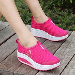 Summer Women Mesh Sneakers Fashion Platform Flat Shoes Women Loafers Breathable Air Mesh Swing Wedges Shoes Zapatillas De Mujer