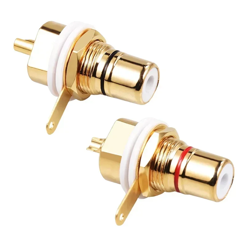 10Pcs RCA Connector CMC Gold Plated HIFI Audio Plug Female Jack Socket Chassis Panel Mount DIY Speaker Amplifier