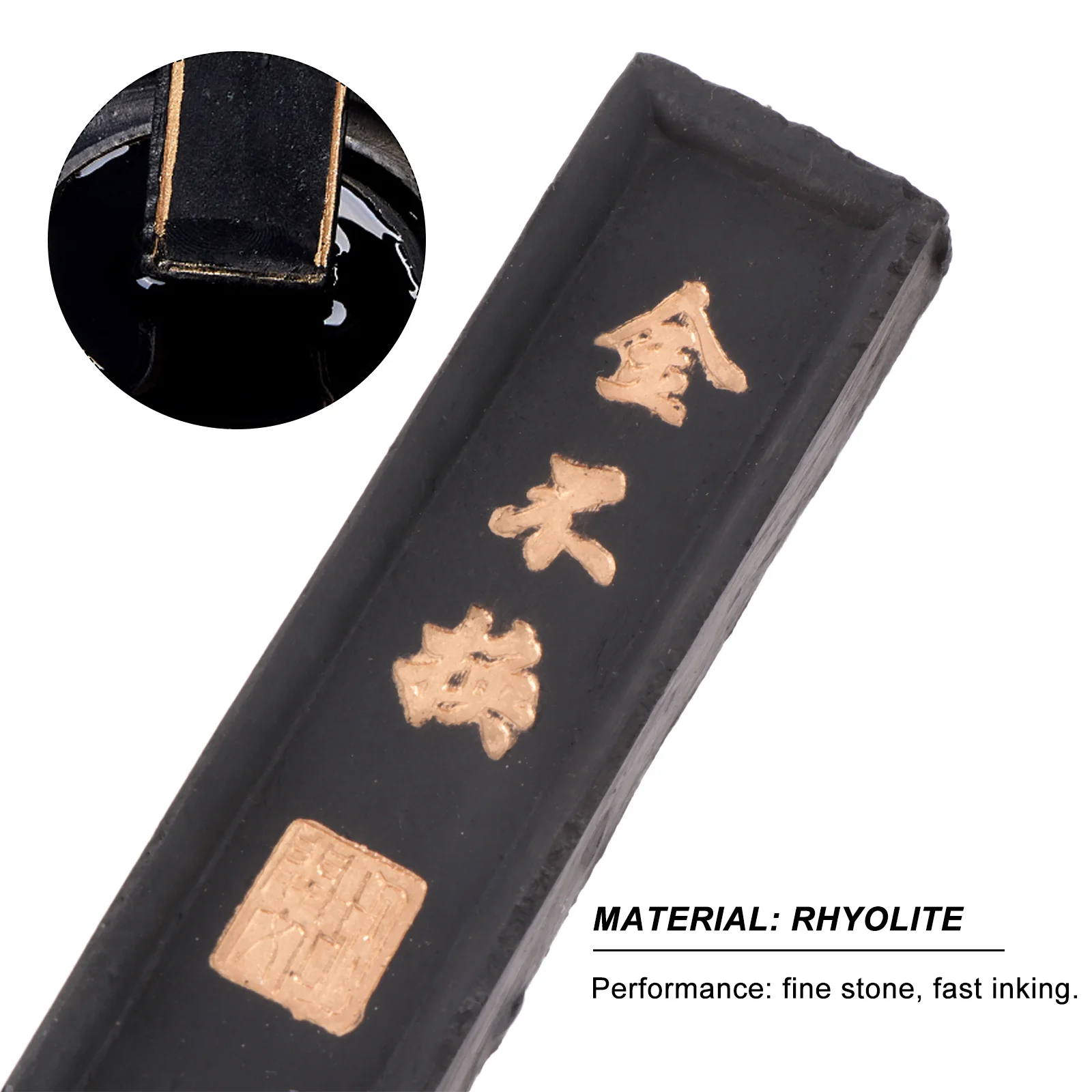 2 Pcs Inkstone with Inkstick Chinese Traditional Calligraphy Accessory Rectangle Black