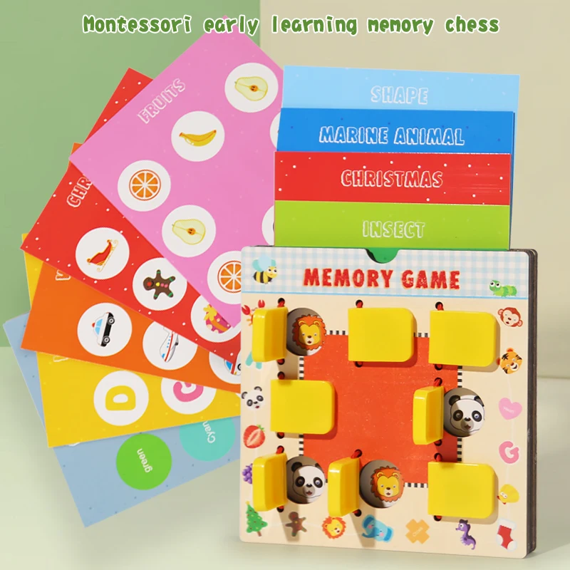 Montessori mainan anak, papan memori Game kreatif pola cocok Logice berpikir otak tantangan intelektual Game mainan pendidikan