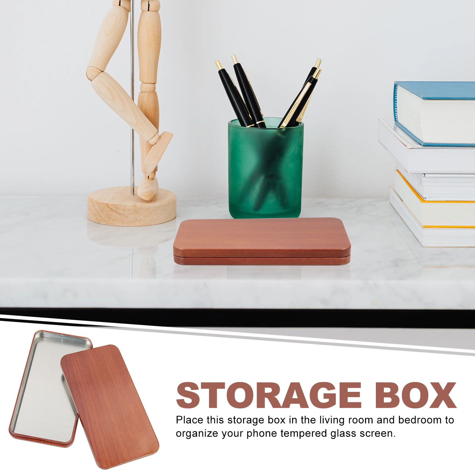 

4Pcs Tempered Glass Screen Storage Box Metal Organizer Tin Container with Lid Portable Phone Cover Case Holder for Daily