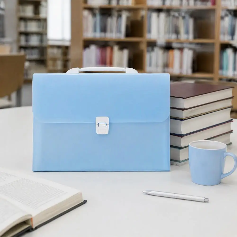 Plastic File Case Expanding File Folder with 13 Pockets Waterproof Document Organizer A4 Size Portable File Organizer for Office