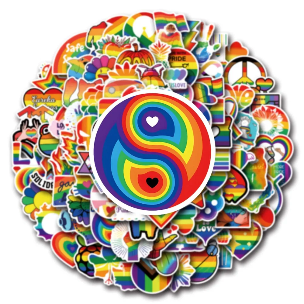 55/110PCS Rainbow Stickers Pride Stickers for Water Bottles Laptop for Adults Teens Waterproof Stickers Packs