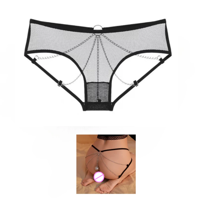 

Sexy panties sexy seduction metal chain crotch free briefs bed hot thong for men women couple flirting
