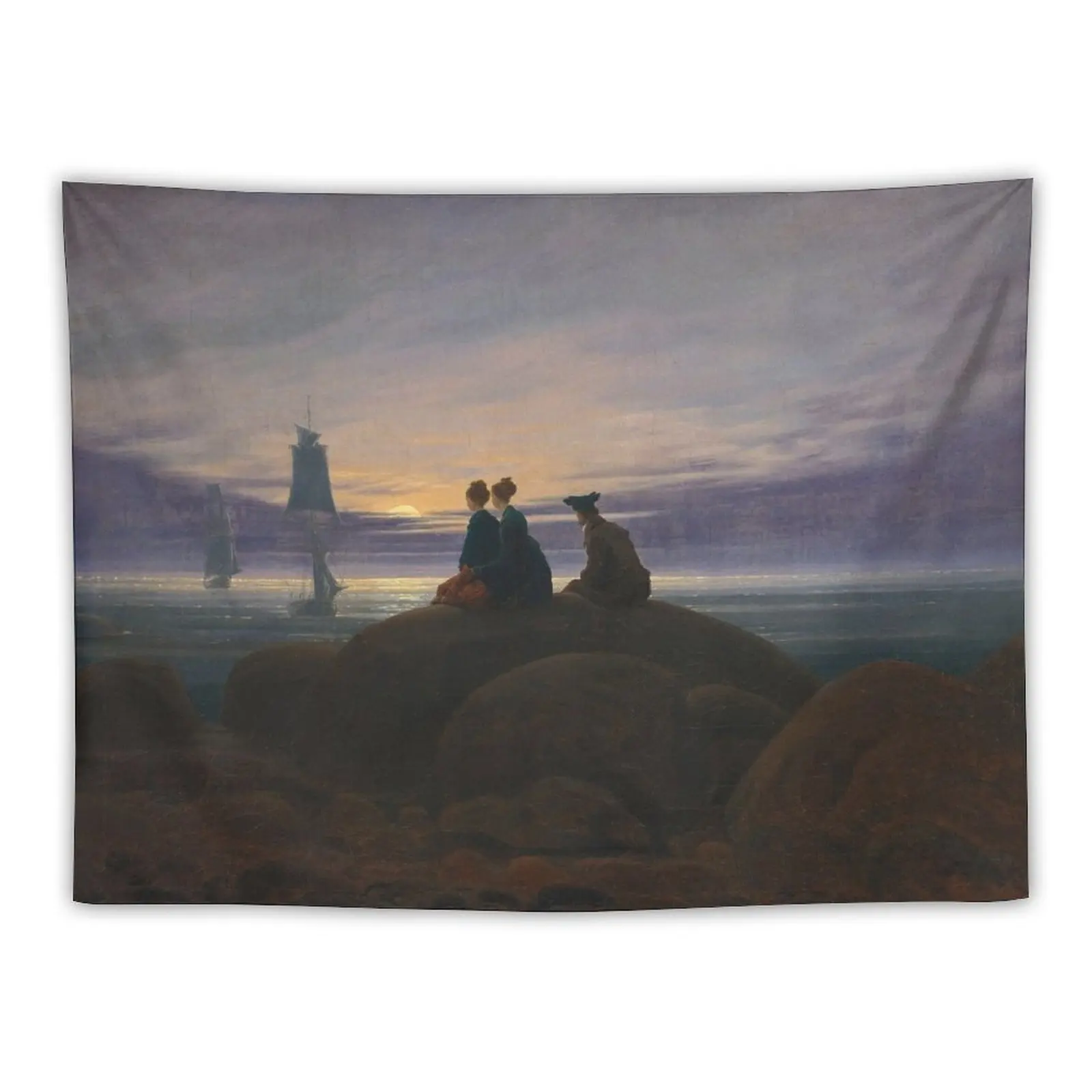 

New Moonrise over the Sea - Caspar David Friedrich Tapestry Bedrooms Decorations Wall Tapestry