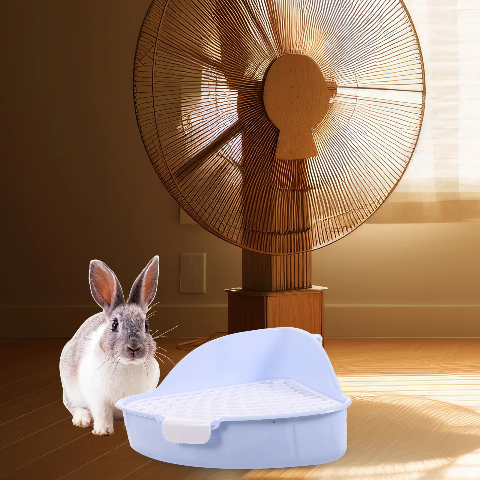 

Potty Pet Toilet Rabbit Litterbox Triangle Pan Guinea Pig Boxes Rabbits Sky-blue Tray Corner Baby