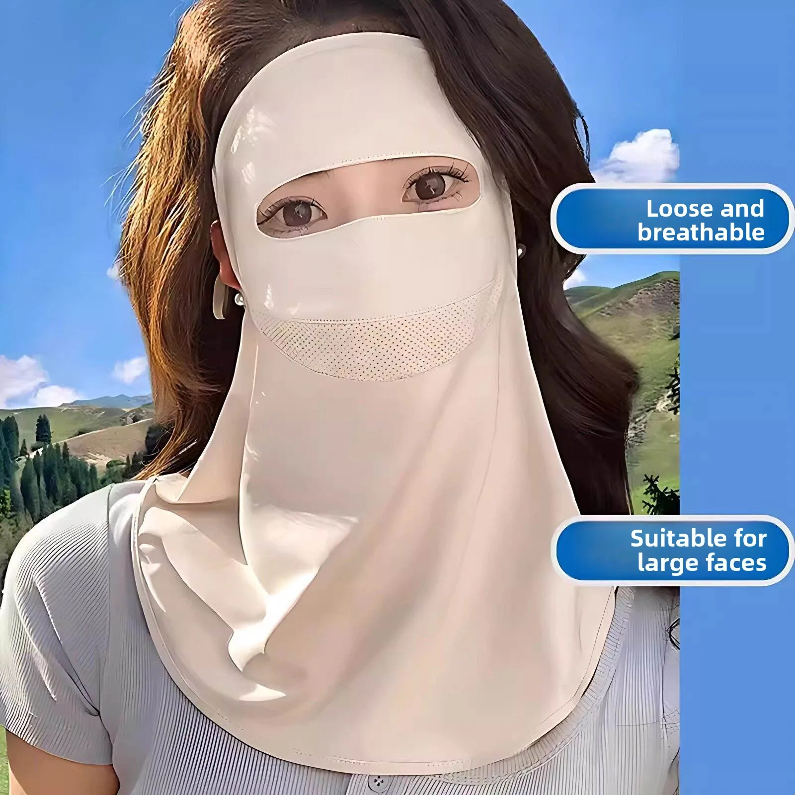 Ice Silk Cycling Neck Protector Full Face UV Protection Breathable Mask Women's High Aesthetic 2026 New Summer Face Shield