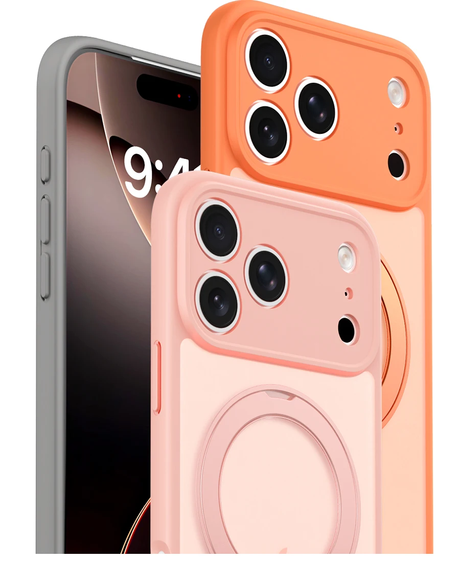 360 Rotating Magnetic Stand Case for iPhone 17 15 14 13 16 Pro Max Air for Magsafe Stress Relief Ring Holder Full Lens Cover
