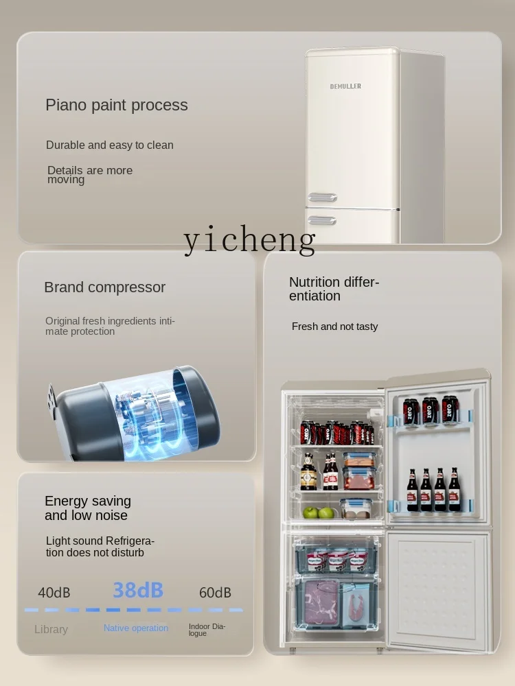 Tqh Retro Kühlschrank Mini kleinen Haushalt Mietraum Schlafsaal Doppeltür energie sparende energie sparende Gefriersp eicher