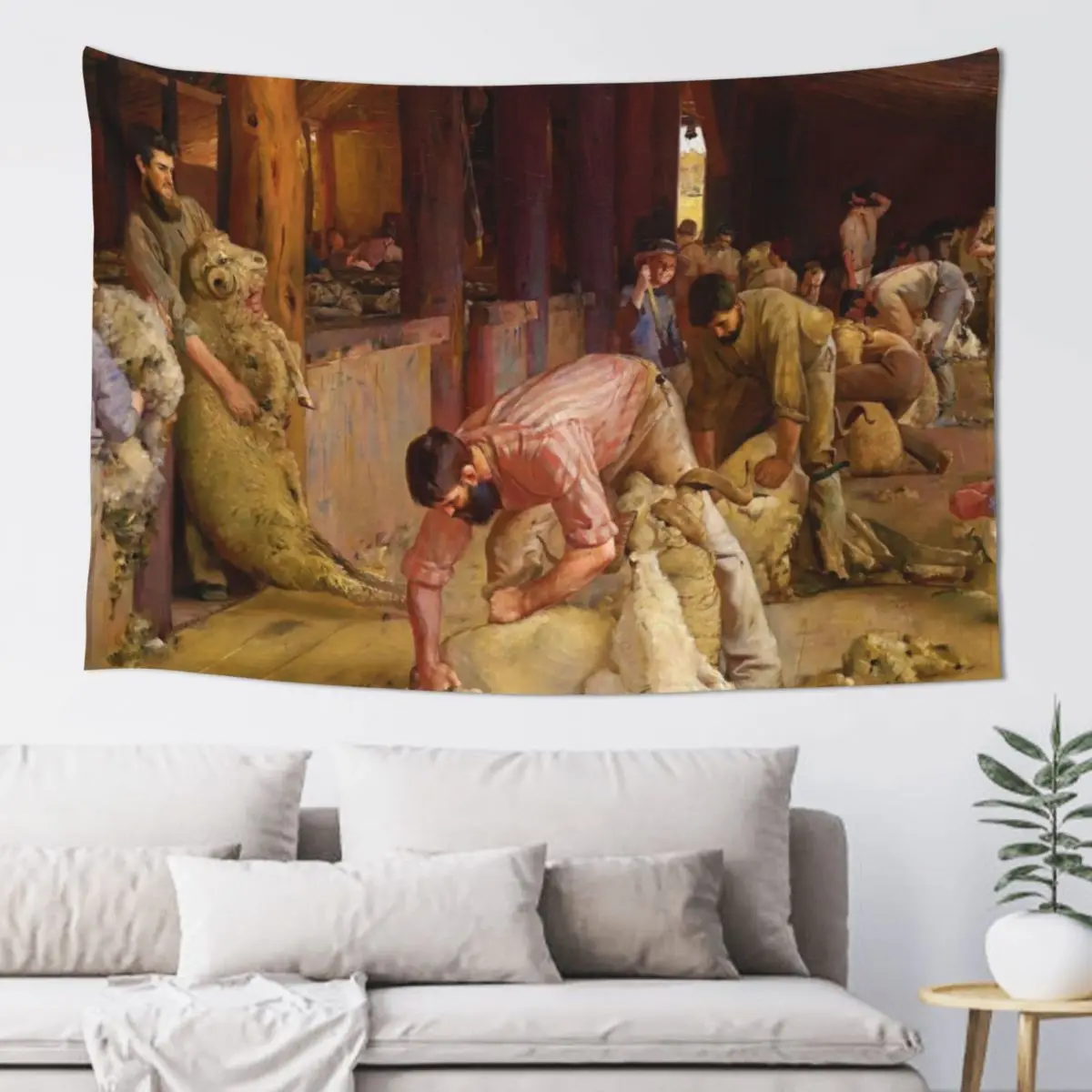 Shearing the Rams by Tom Roberts (1890) Tapestry Luxury Living Room Decoration Carpet Wall Tapestry