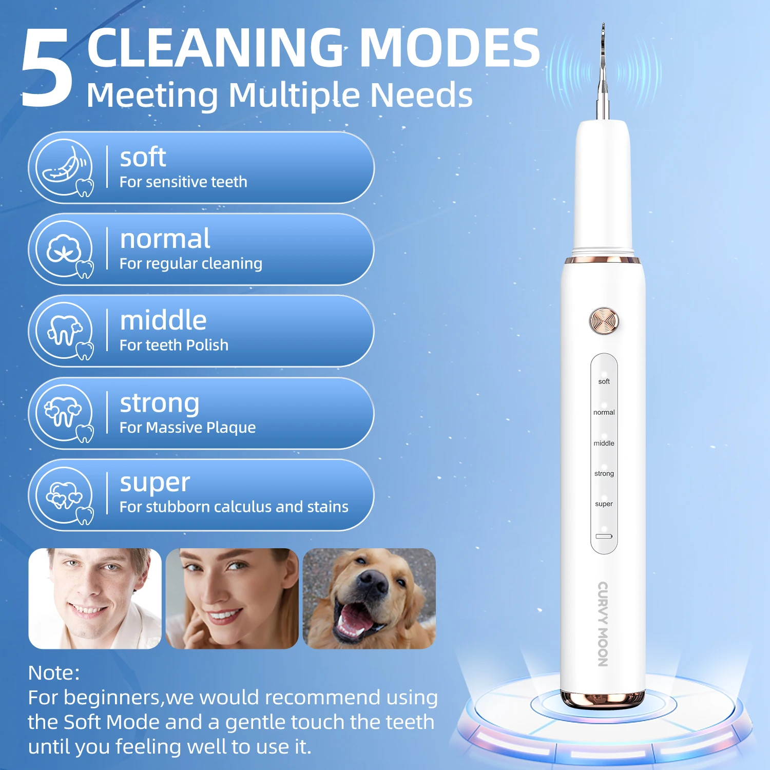 Ultrasonic Dental Scaler For Teeth Tartar Stain Tooth Calculus Remover Electric Sonic Teeth Plaque Cleaner Dental Stone Removal