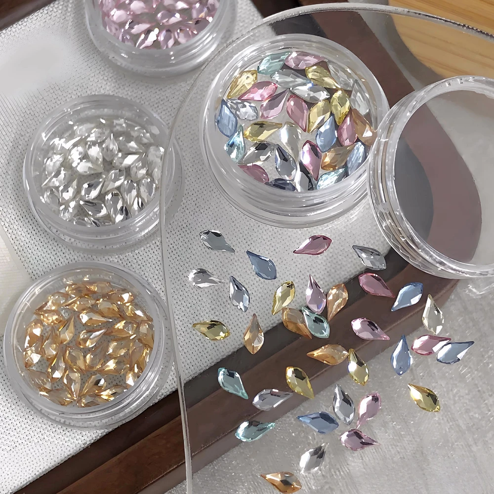 30PCS Flatback Crystal Nail Art Leaf Rhinestones Charms Accessories Parts For Nails Decoration Manicure Decor Supplies Material
