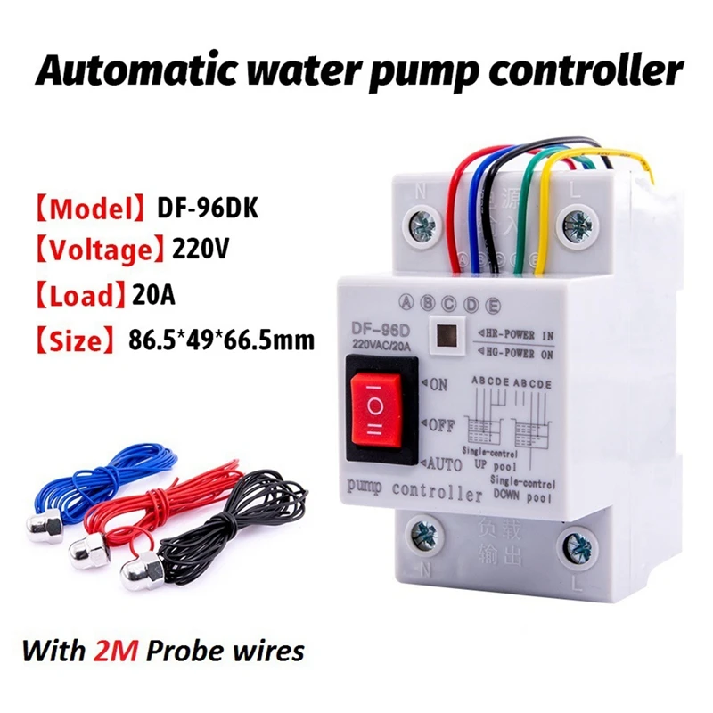 Automatic Water Level Controller Switch 20A 220V Water Tank Liquid Level Detection Sensor Controller 2M Wires