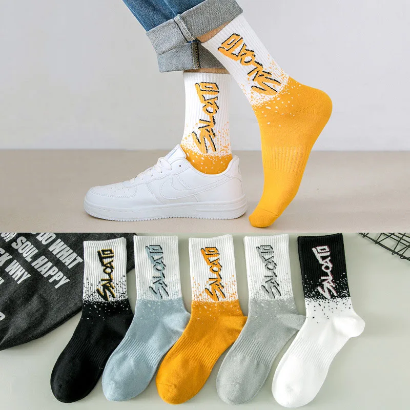 Socks Men's Middle Tube Socks Pure Cotton Deodorant Youth Autumn And Winter Large Size Tube Tide Boy Sports Basketball Socks