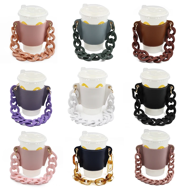 Beverage cup sleeve coffee cup pu leather protective sleeve modern minimalist style milk tea cup sleeve