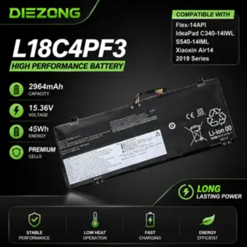 In Stock 15.36V 2964mAh/45Wh L18C4PF3 Laptop Battery for Lenovo Flex-14API IdeaPad C340-14IWL S540-14IML Xiaoxin Air14 2019