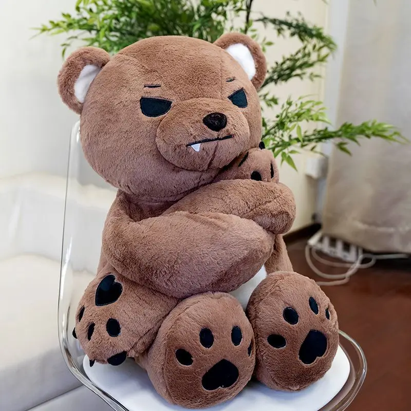 55/80cm Kawaii Vicious Brown Bear Plush Toys Soft Stuffed Animal Giant Teddy Bear Pillow Lover Friend Birthday Halloween Gifts