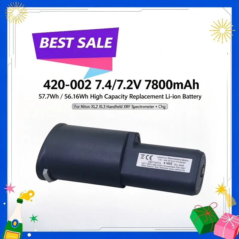 420-002 7.4/7.2V 7800mAh 57.7Wh/56.16Wh High Capacity Replacement Li-ion Battery for Niton XL2 XL3 Handheld XRF Spectrometer+Chg