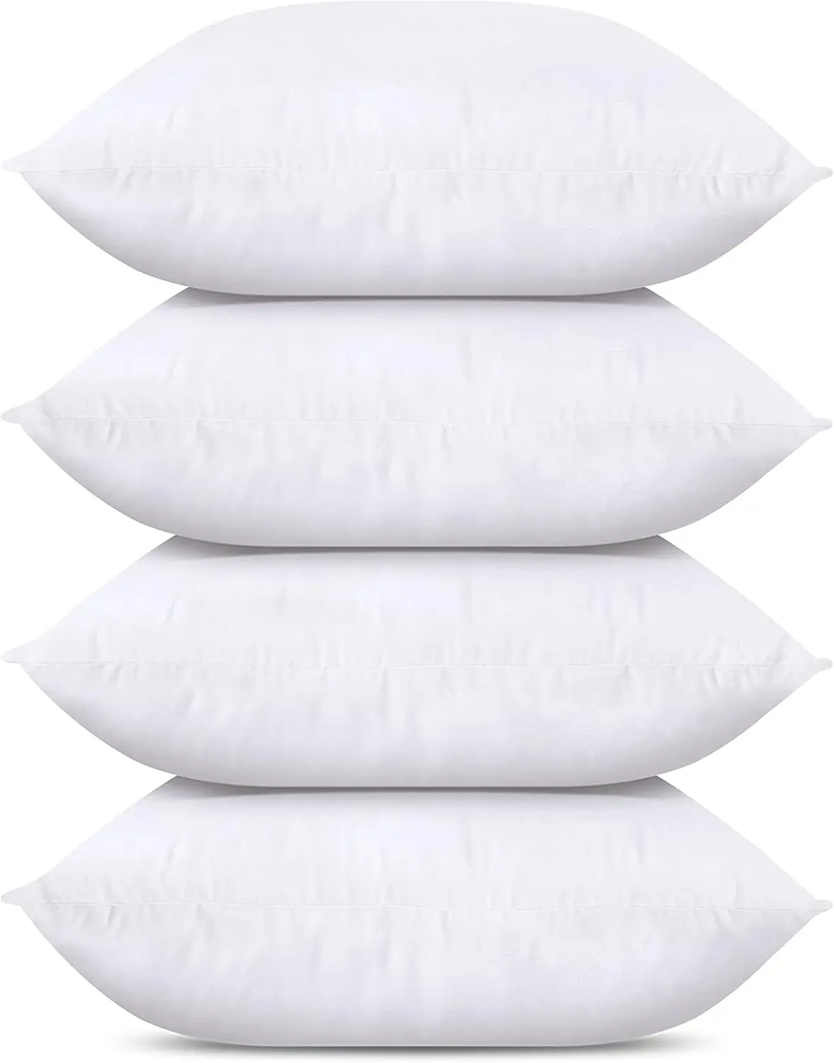 Throw Pillows (Set of 4, White), 22 x 22 Inches Pillows for Sofa, Bed and Couch Decorative Stuffer Pillows