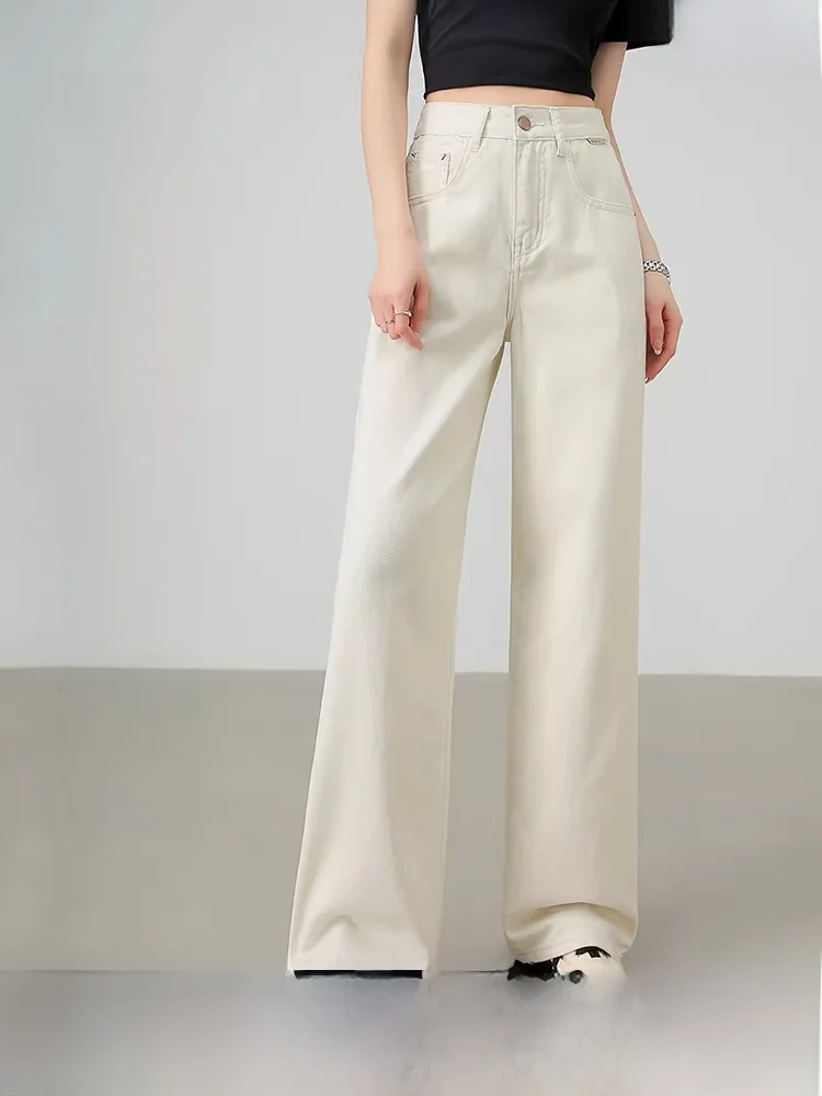 

Женские джинсы Waed Pure Color, хлопковые прямые длинные брюки на пуговицах с эффектом похудения, осенние новые брюки на одной пуговице