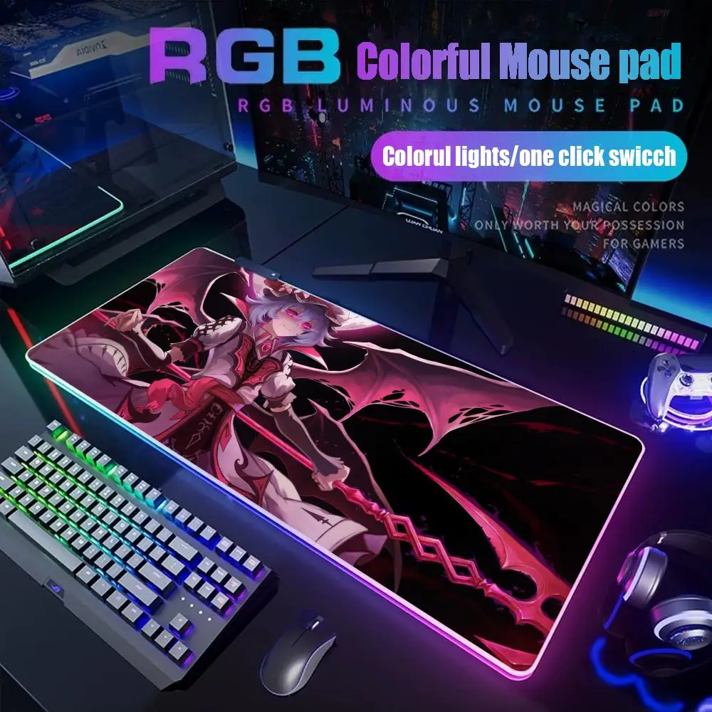 

Touhou Project Аниме Коврик для мыши Геймер Rgb Настольный коврик Подсветка Светодиодный коврик для мыши Настройка игрового настольного коврика Большой коврик для мыши с подсветкой