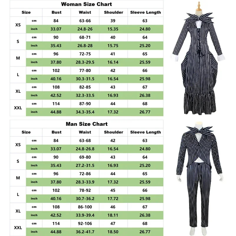 Cos Film The Nightmare Before Christmas Jack Skellington Cosplay Outfits Kleid Mantel Karneval Weihnachtskostüm für Männer Frauen