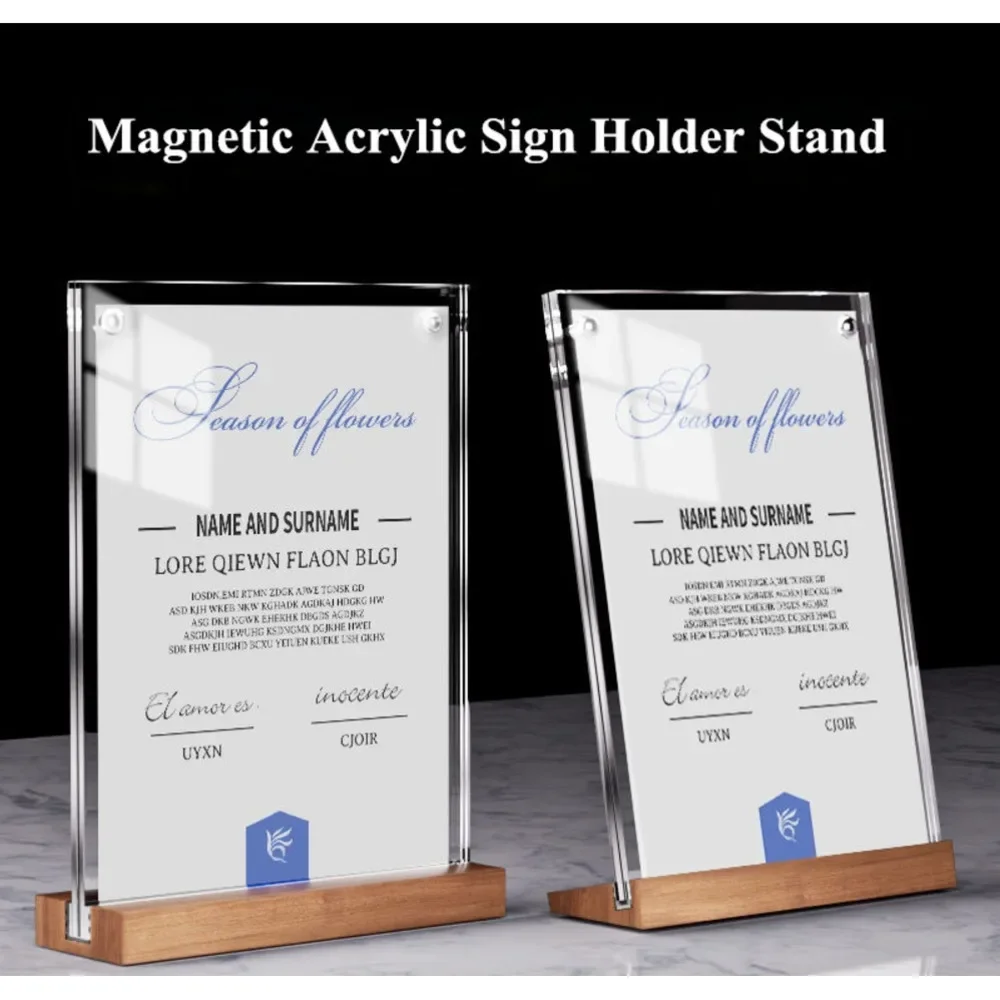 A5 148x210mm Restaurant Table Menu Paper Price Tags Holder Flyer Poster Frame Magnetic Acrylic Sign Note Holder Display Stand