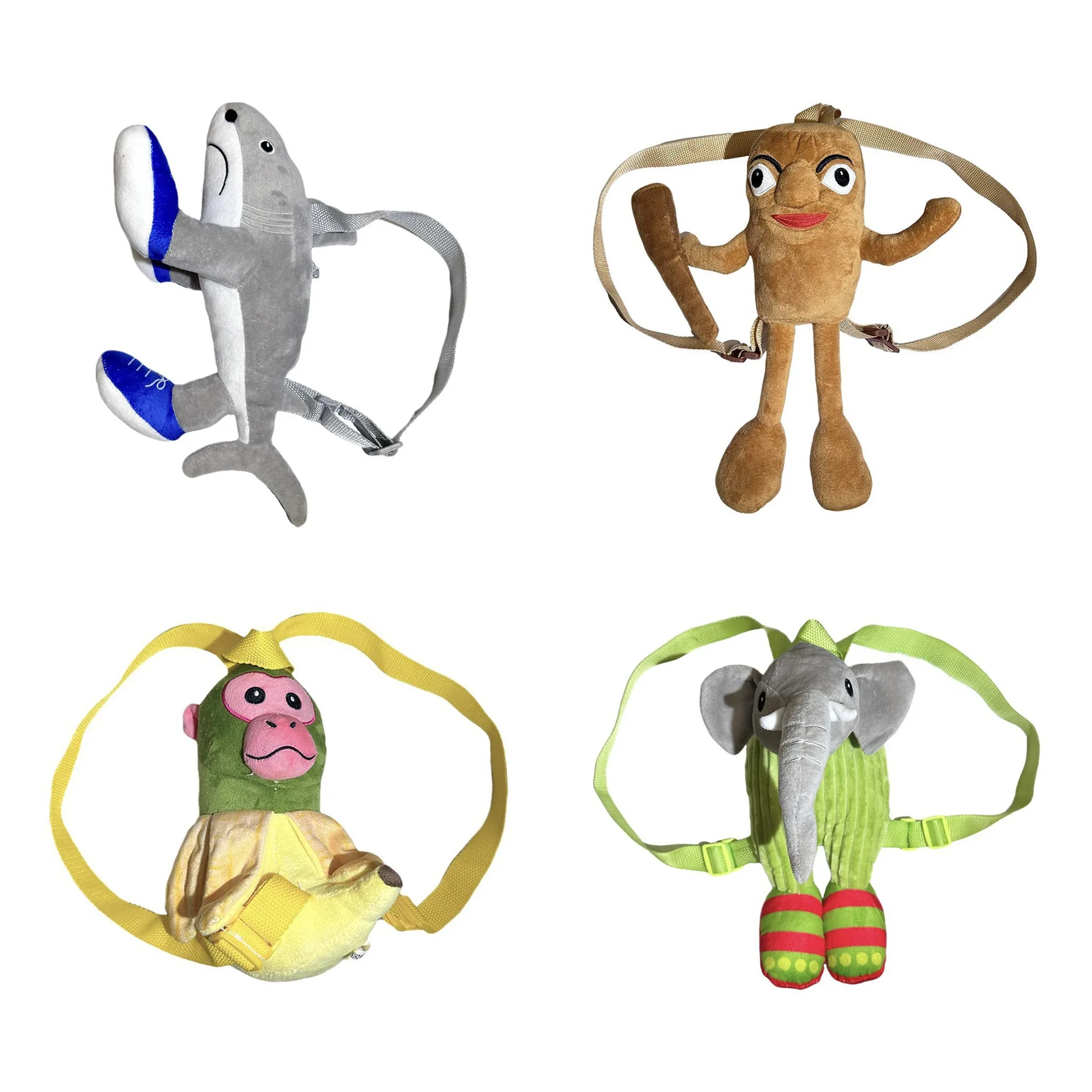 Nieuw product Shanhaijing Leuke Cartoon Speelgoed Houten Stok Man Shark Rugzak Kinderen Knuffel Schoudertas Pop Cadeau