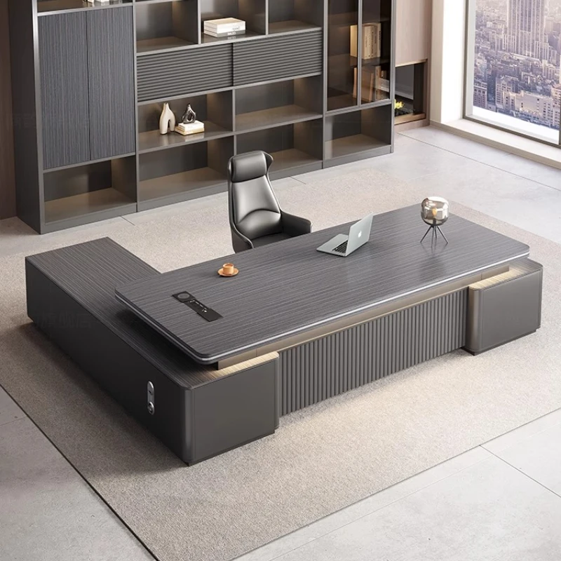 Wooden Business Boss Desk Storage Light Luxury Customized Designer Vintage Desk Chinese Work Conference Escritorio Furniture