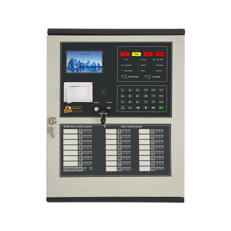 2 Loops Addressable Fire Alarm Control Panel 16 Zones Fire Alarm Control Panels Fire Alarm System with Battery